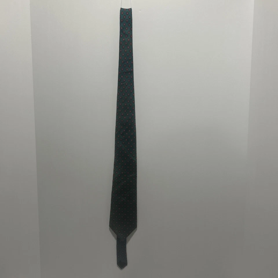 Vintage EUC Windsor Silk Medallions Theme Tie Necktie Hand-Made Green-Blue Sea - Image 3 of 4