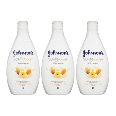 Johnson's Soft & Nourish Body Wash w/ Almond Oil & Jasmine, 400ml (Pack of 3)