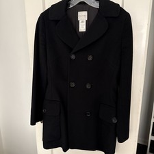CELINE Black Cashmere Wool Peacoat Pea Coat C...