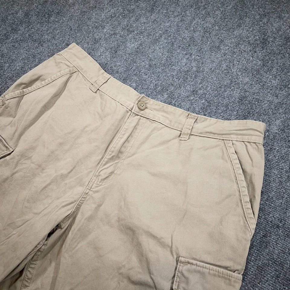 Pantalones Cortos Carga Glory Desteñidos Para Hombres 42 Caqui Ajuste Regular Bolsillos con Cremallera 10" Entrepierna Algodón Foto 2 de 4