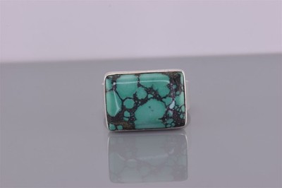 LEWIS CANNON Sterling Silver Dagon Skin Turquoise Statement Band Ring 925 Sz: 8