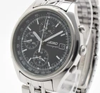 ▶️Seiko 7T32-7C60 Chronograph Black Dial Alarm Quartz Vintage Men's Watch JAPAN