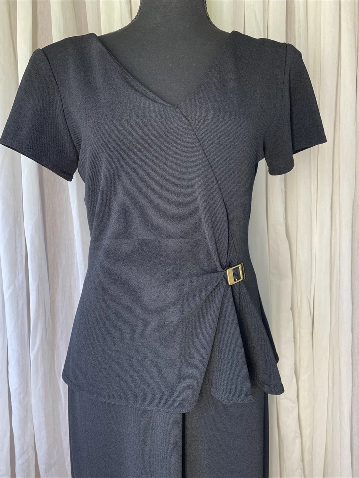 Vestido largo negro vintage talla 8 - Sheri Martin NY - Corporate Goth Old Money Foto 3 de 4