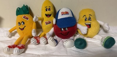 Vtg 1999 Dole Fruit Plush Friends Set of 4 Banana, Papaya, Pineapple, Cranberry