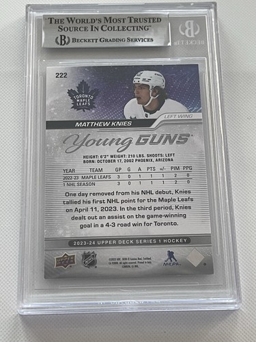 Matthew Knies Signed UD Young Guns RC Card Maple Leafs Slabbed Beckett IP a - Picture 2 of 3