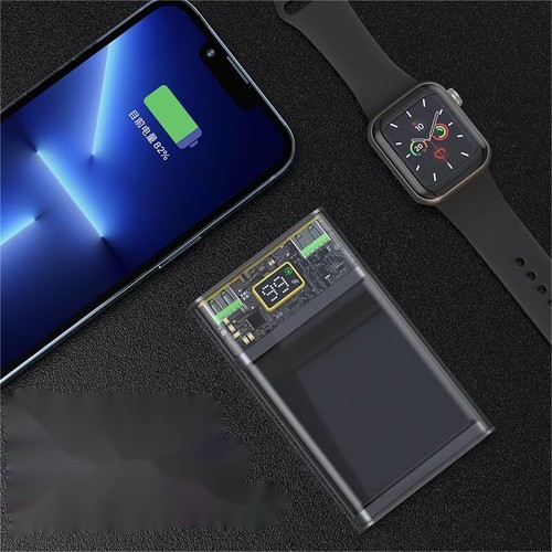 10000Mah Clear Power Bank Battery QC Charger For iPhone Samsung Moto Phone iPad - Imagen 10 de 14