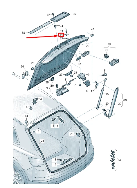 NEW AUDI A4 AVANT B8 REAR DECK LID LICENSE BRACKET 8R0827199 