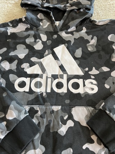Adidas Jungen schwarz weiß grau getarnt langärmeliger Hoodie XL 18-20 - Bild 3 von 9