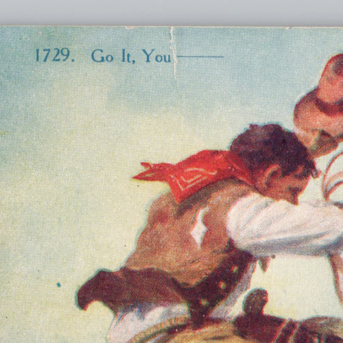 Cowboy Bucking Bronco Horse Postcard "Go It, You ___" Artist Signed F W Schultz - Picture 6 of 6