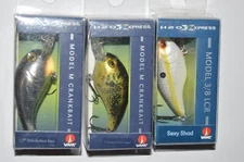3 h2o xpress bass lcr & m crankbaits assortment chrome black pumpkinse sexy shad