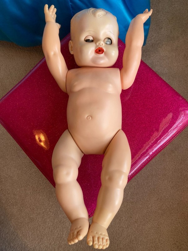 VTG Baby Doll Stamped PTM & 20P-5 Molded Hair Sleep Eyes Drink Wet Posable 16 in