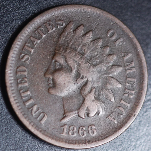 1866 INDIAN HEAD CENT - VF VERY FINE - With REPUNCHED DATE *SNOW-9a* RPD