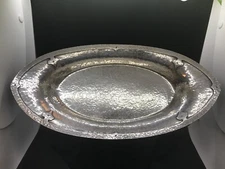 Hammered Silver (Nickel Silver) Serving dish. Gorgeous!  13-1/2" long by 6-3/4" 