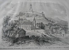 Gravure 1868 - Vue générale de Monton ( puy de dome )
