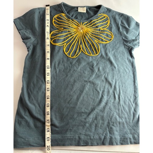 Zara Girls' Top Flower Applique Short Sleeve Casual Tee Size 11/12 - Picture 4 of 6