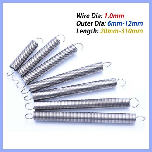 With Hook Extension Tension Spring Wire Dia 1.0mm Stainless Steel 20-310mm Long