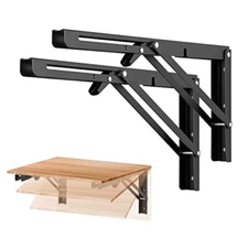 2Pcs 14" Heavy Duty Folding Shelf Brackets Wall Mounted for DIY Table Work Bench
