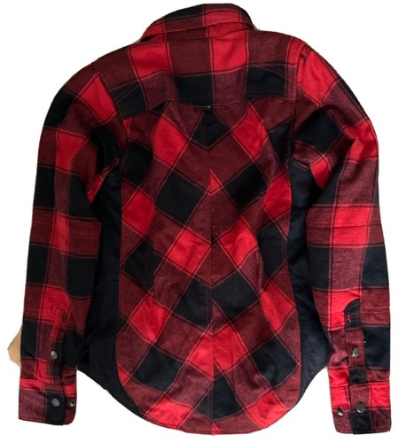 Nueva con etiquetas Chaqueta de franela roja a cuadros Highway 21 para mujer talla S ocultar lema con cremallera a presión - Imagen 7 de 8