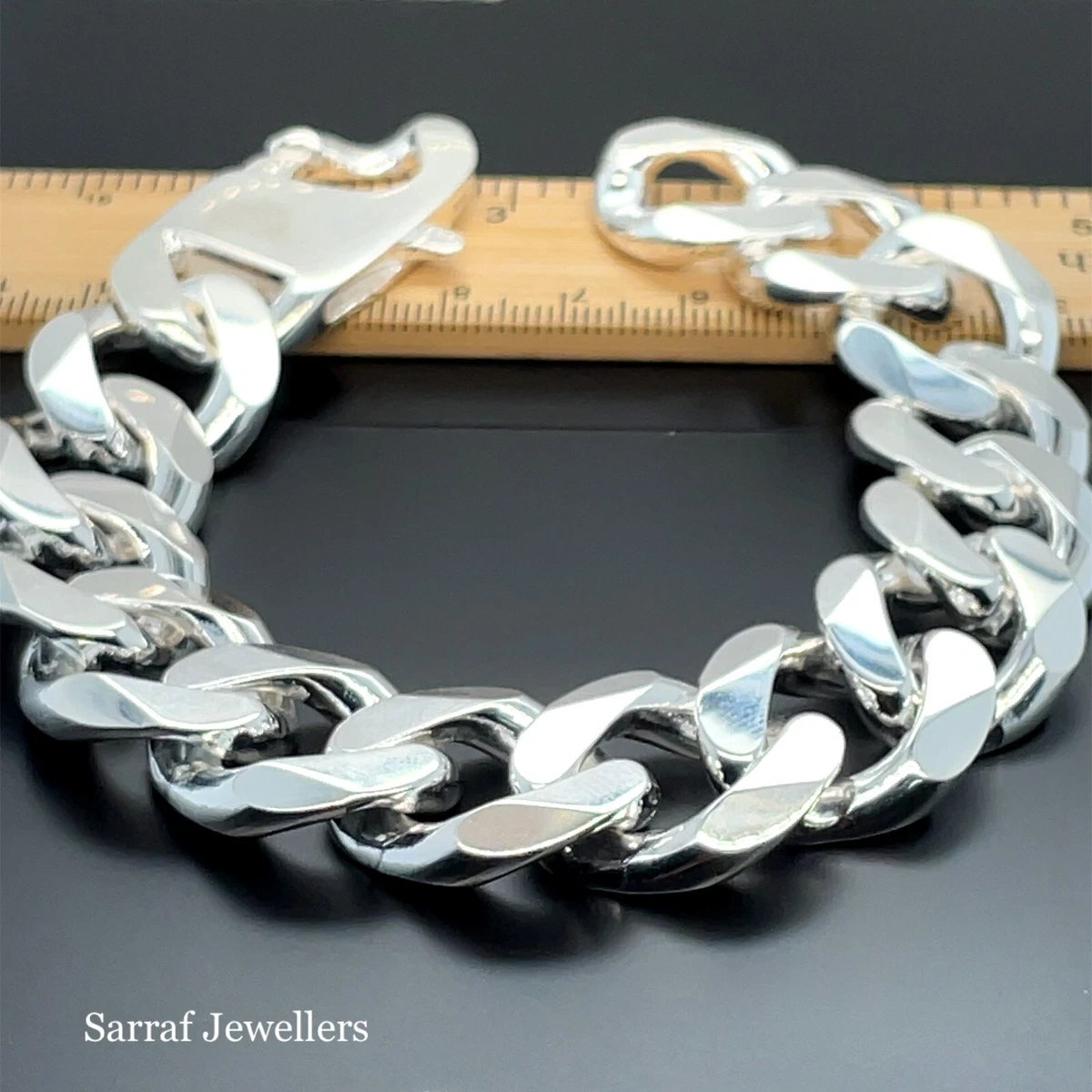 925 Sterling SILVER MEN S CURB BRACELET CHAIN 20MM 113GR SOLID HEAVY BRAND NEW