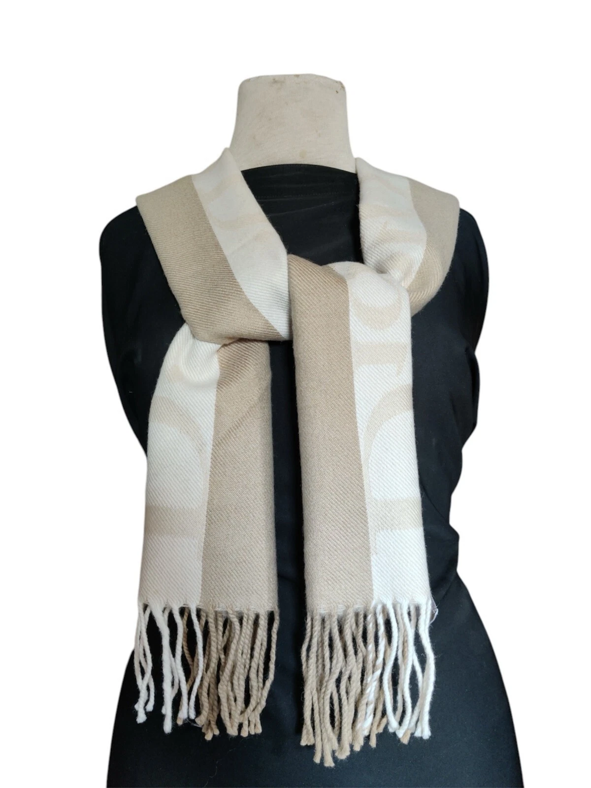 foulard laine logo christian dior nude et marron