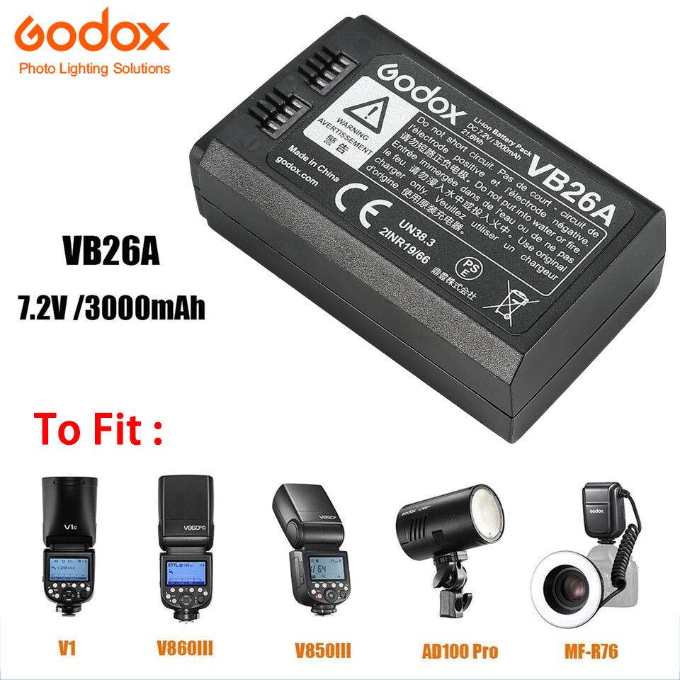 US Godox VB26A/B 3000mAh Flash Rechargeable Li-ion Battery For V1