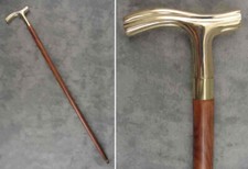 Antique Style Victorian Brass Handle Cane Wooden Walking Stick Vintage Gift Men