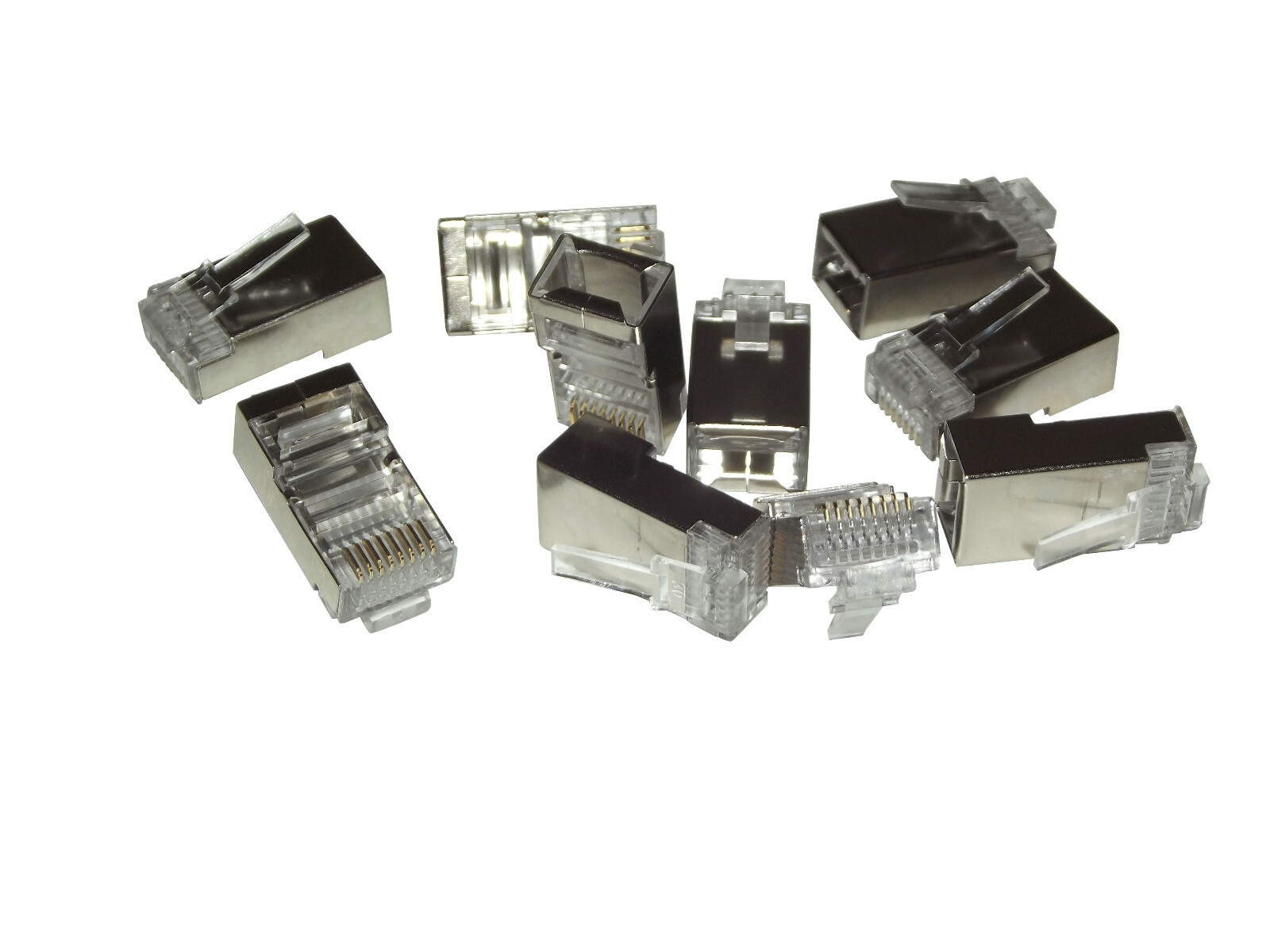 RJ45 SHIELDED 8p8c Crimp Plug - PACK OF 10 - For Cat5e / Cat6 FTP Patch Leads