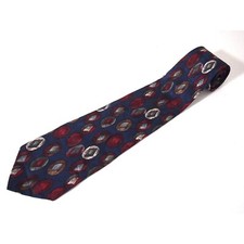 Vtg Albert Nipon Mens Necktie Tie Blue Geometric Wide 100% Silk USA Made 58"