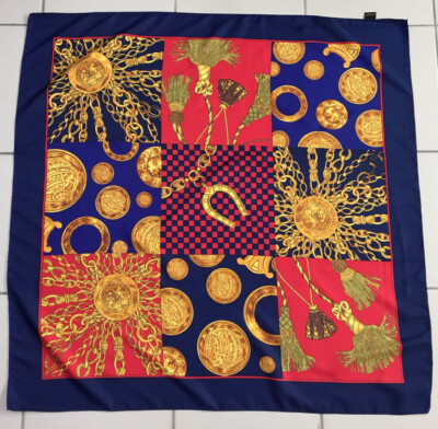Authentic KKUSEBO Assorted Gold Design On Multicolor Polyester Scarf Scarves