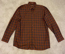Cotton Works long sleeve dress shirt size XLT neck 17-17.5 color Brown Plaid