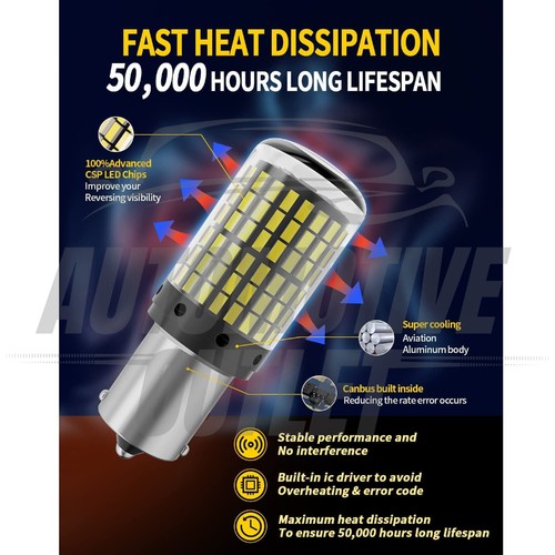 2x BOMBILLAS DE REVERSA FAROS TRASEROS LATERALES 144 LED 1156 P21W BLANCO 12V PARA CANBUS - Imagen 9 de 10