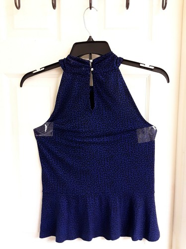 Michael Kors, Women's Sz medium, Animal-Print Twist Halter Top, Blue/blk NWT$68 - Picture 3 of 6