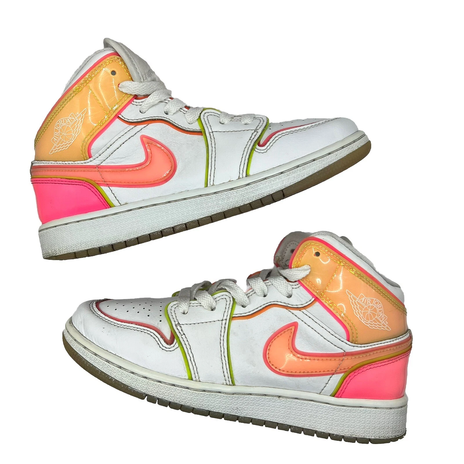Nike Air Jordan 1 Mid GS Edge Glow White Pink Blast CV4611 100 giovani taglia 4 anni