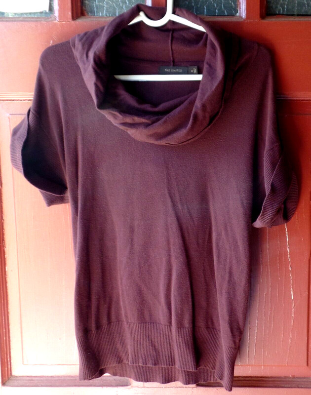 THE LIMITED Maroon Rayon Nylon Blend Short Sleeve Pullover Knit Top Size M