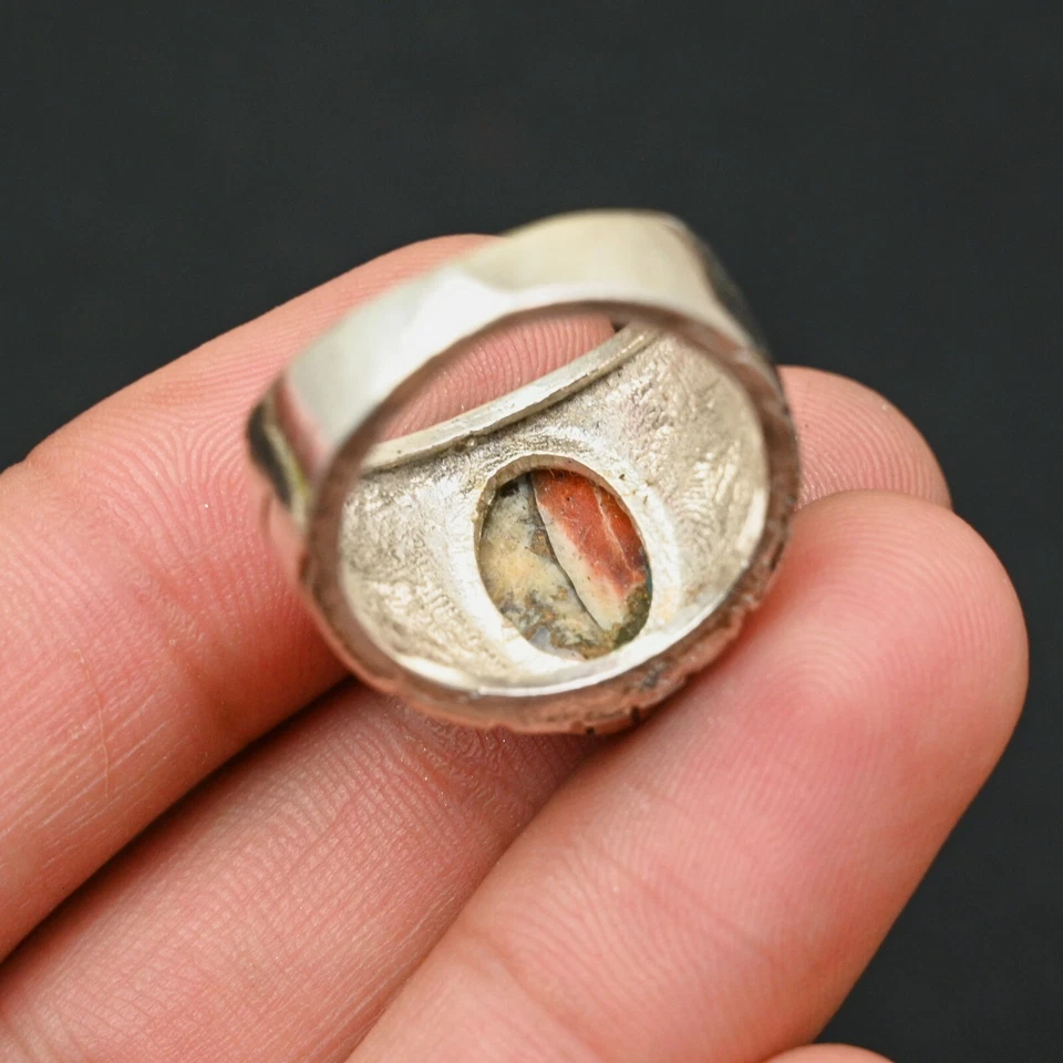 Anillo de plata esterlina 925 turquesa ostra para hombre hecho a mano-declaración todas las tallas-BJ84 Foto 3 de 4