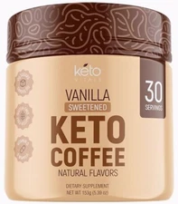Keto Vitals Instant Keto Coffee Powder - 30 Servings Vanilla Sweetened Coffee