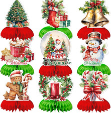 Christmas Party Centerpieces,9Pcs Christmas Honeycomb Centerpieces for Table,3D