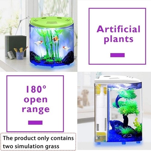 5L Fish Tank Aquariums USB LED Half Moon Mini Aquarium Acrylic Large Capacity - Picture 18 of 28