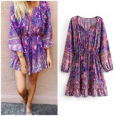 purple bohemian dress