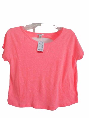 New Bozzolo Women s Large Cut Back Short Sleeve Shirt Neon Pink Orange Top