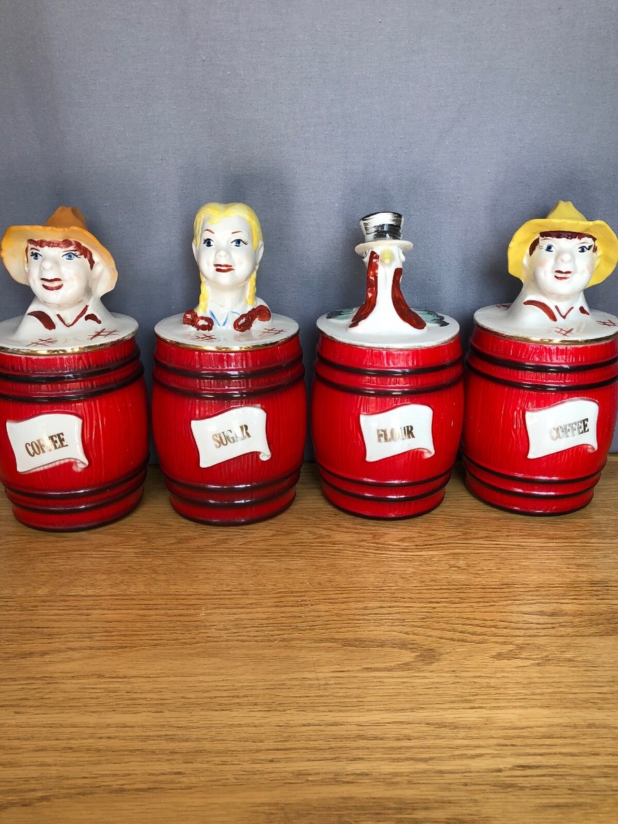 Vintage Regal China Old Macdonald or Mcdonald's (4) Canister Set