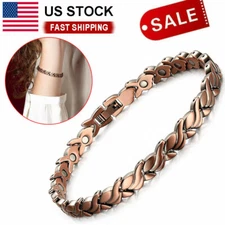 Women Pure Copper Magnetic Solid Therapy Bracelet For Arthritis Wristband Bangle