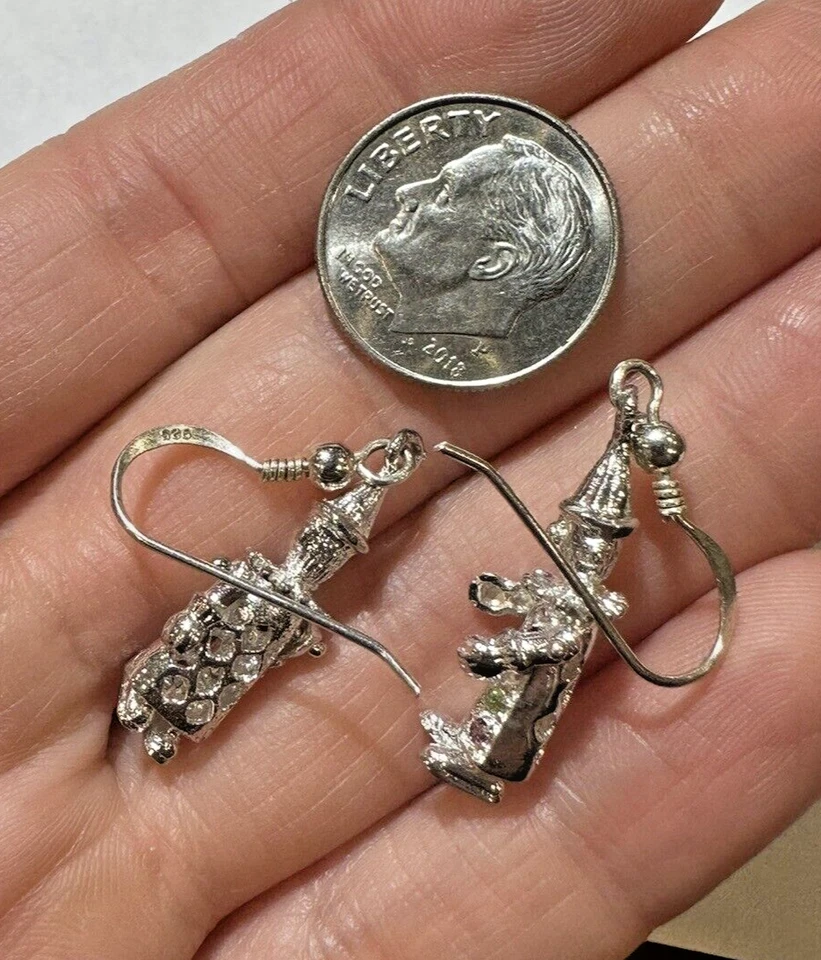 Vintage Silber Rubin Smaragd Strass Clown Bewegliche Hängende Ohrringe 10f 6,2 - Bild 4 von 4