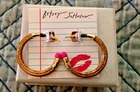 NWT Betsey Johnson Yellow Teacher School Pencil Hoop Earrings