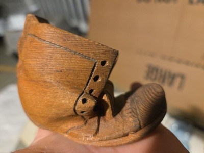 Minimalist Figurine: ''Vintage Hand Carved Wooden Boot Shoe Figurine Miniature...