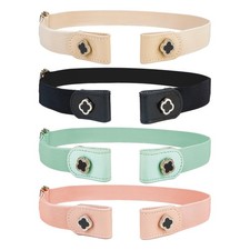 4 Pieces Buckle Free Stretch Belt Comfortable Invisible Elastic Belt Adjustab...