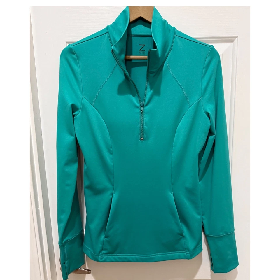 ByZella Women's Teal Green Quarter Zip Long Sleeve Athletic Top Size M NWT - Image 2 of 4