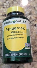 Spring Valley Fenugreek 610mg Wellness Supplement 100 count exp: 03/2028