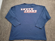 Levi's Jeans Vintage 90s USA Made T Shirt Long Sleeve Blue Faded Distressed XL