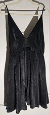 Free People Black V-Neck Sleeveless Pleated Mini Dress Size 4
